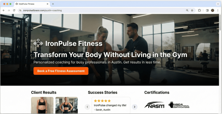 fitness website redesign