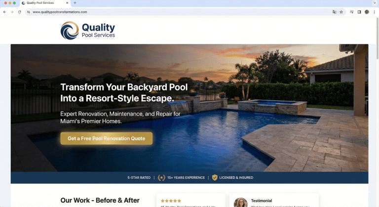 pool website redesign